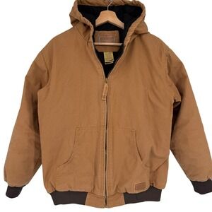 C.E. Schmidt Workwear Youth Brown Quilted Lined Canvas Hooded Jacket XL 18-20